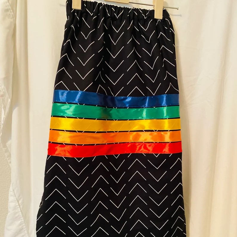 Customize Black With Rainbow Comfortable Fit Ribbon Skirt